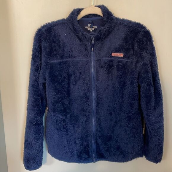 VINEYARD VINES Girls Navy Blue Jacket Sherpa Full Zip Size XLarge 16 - Picture 2 of 7